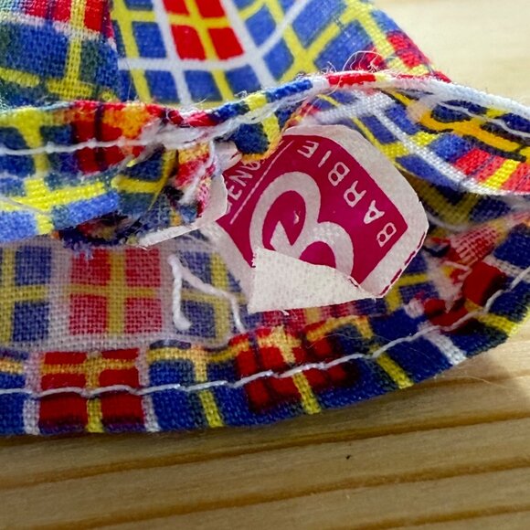 Vintage Barbie Kelly Doll Dress Multicolor Plaid Pattern Y2K - Picture 2 of 4